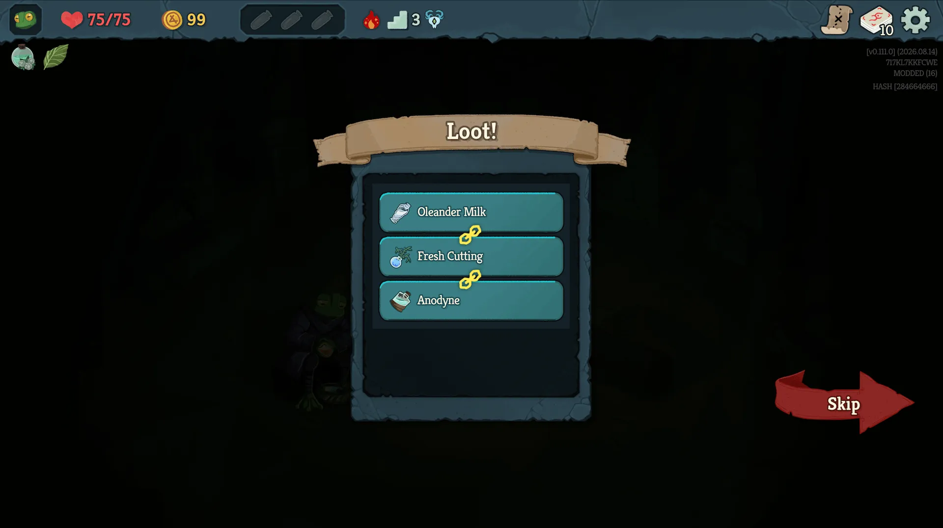 A choice of three Brew potions.